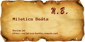 Miletics Beáta névjegykártya